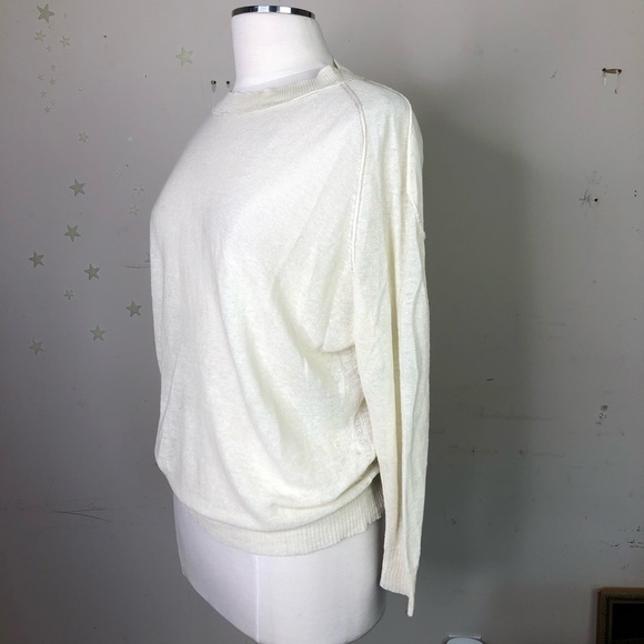 INHABIT cream linen crew neck light weight sweater - Picture 6 of 15